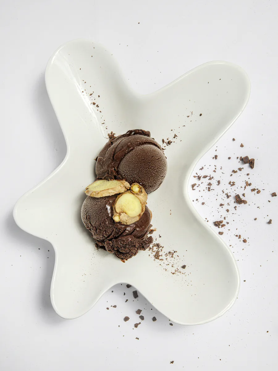 Crème glacée chocolat et gingembre